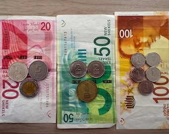 Nuevo conjunto de monedas de shéquels israelíes de 1985 - Billetes y monedas antiguos de Israel - Desde 10 agorot hasta 100 shéquels