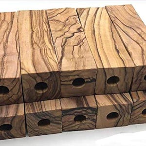 10 Pen Turning Blanks - Drilled Olive Wood Short Pen Blanks Crafted in the Holyland for Pens Making - Office, Teachers, Christmas Gifts