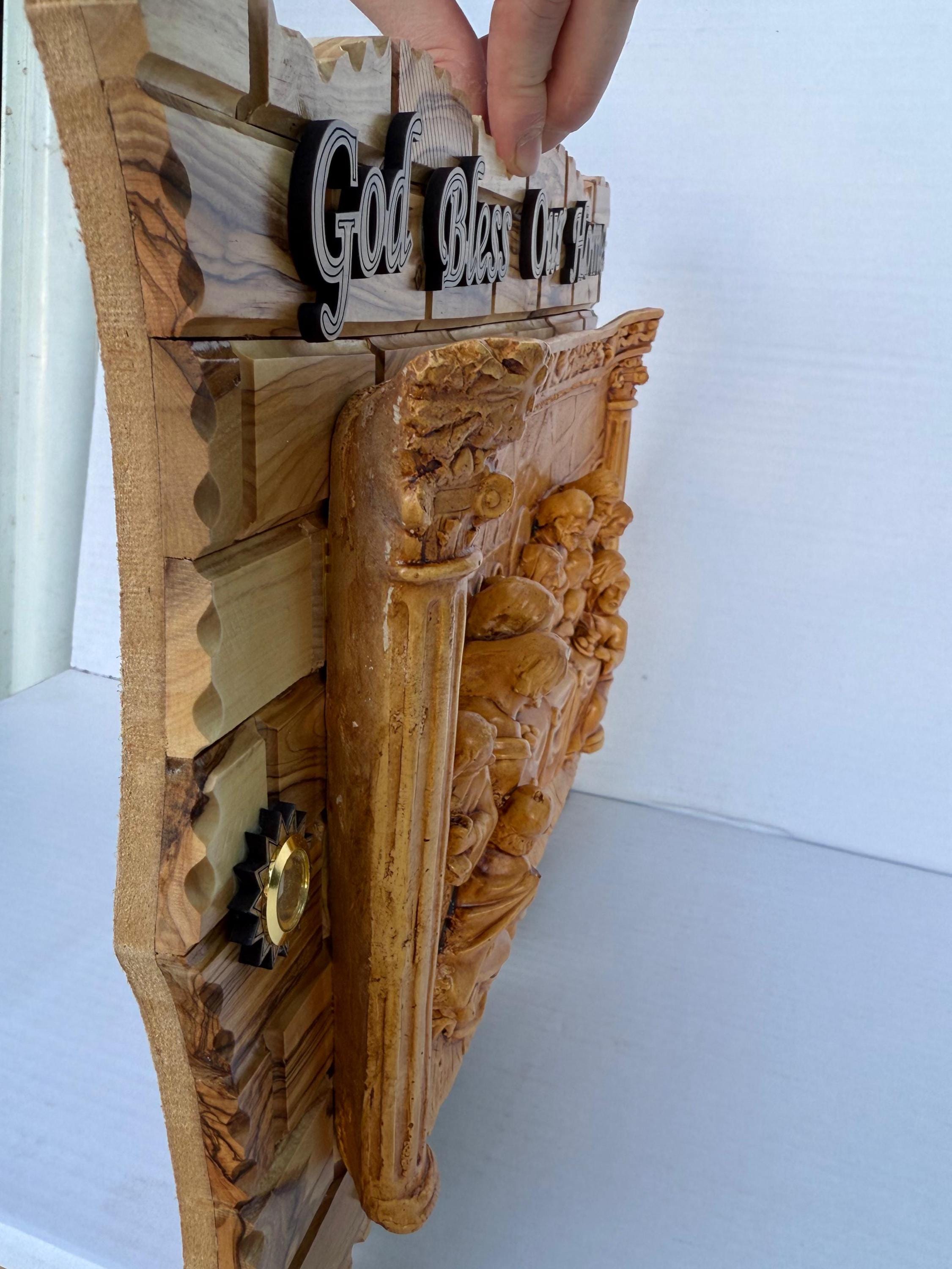 Exceptional the Last Supper Plaque - Handmade Olive Wood & Gypsum ...