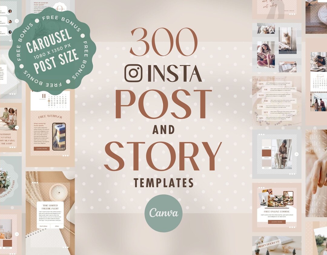300 Instagram Post & Story Templates: Animated Social Media Canva Pack ...