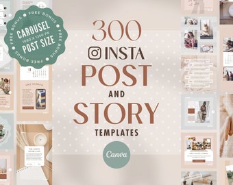 Instagram Template Canva Post Story Polka Dot - Reel Carousel Animated Social Media Pack - Quotes, Notification, CTA