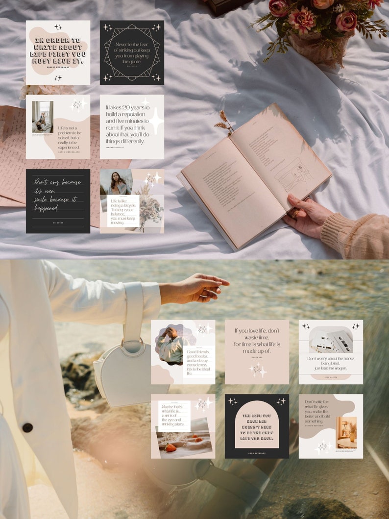 Instagram Template Canva Post Shine - Clean Minimum Animated IG Social Media Pack - Quotes, Notification, CTA