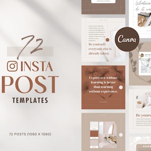 Instagram Template Canva Post Beige - Clean Minimum Carousel Instagram Social Media Pack - Quotes, Notification, CTA
