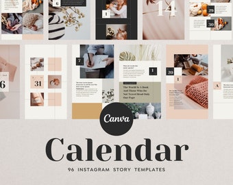 Instagram Template Canva Story Calendar - Minimum Social Media Pinterest Branding Pack - Countdown Journal Diary