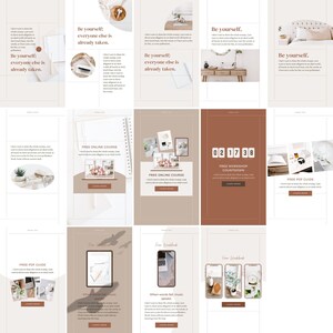 Instagram Template Canva Post Story - Clean Minimum Carousel Social Media Animated Pack - Quotes, Notification, CTA