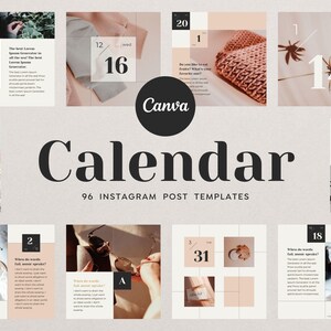 Instagram Template Canva Post Calendar - Minimum Carousel Social Media Branding Pack - Countdown Journal Diary