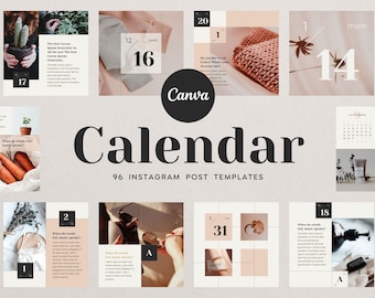 Instagram Template Canva Post Calendar - Minimum Carousel Social Media Branding Pack - Countdown Journal Diary