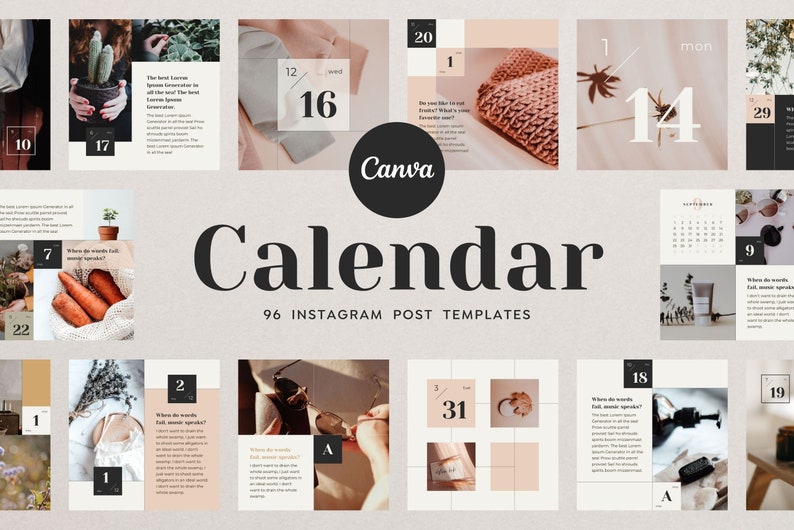 Instagram Template Canva Post Calendar - Minimum Carousel Social Media Branding Pack - Countdown Journal Diary