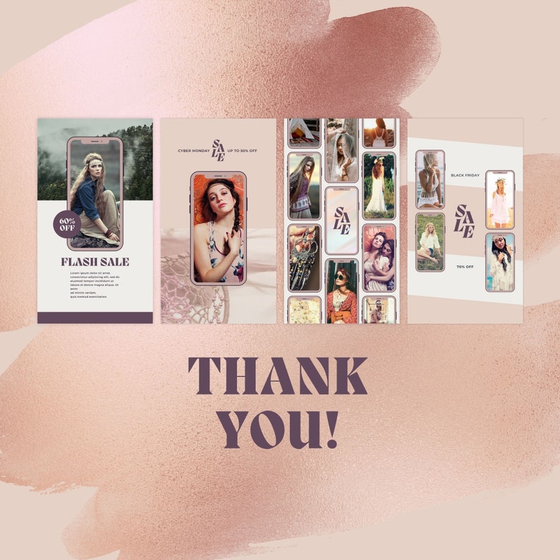 Instagram Template Canva Post Story Portrait - Elegant Minimum Boho Sales Promotion Social Media IG Pack