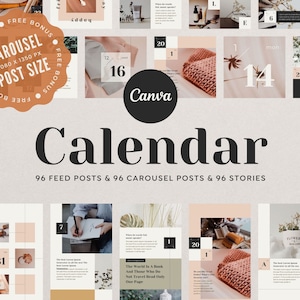 Instagram Vorlage Canva Post Story Kalender - Reel Carousel Animiertes Cover Social Media Pack - Zitate, Benachrichtigung, CTA