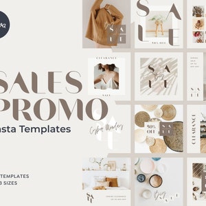 Instagram Template Canva - Elegant Minimum Sales Promotion Organic Post Story Carousel Creator Retail, Boutique, Blogger