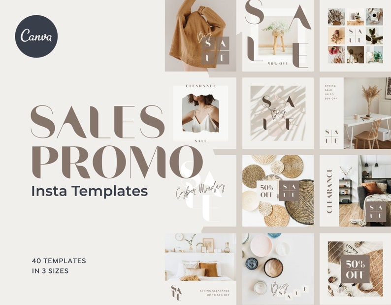 Instagram Template Canva - Elegant Minimum Sales Promotion Organic Post Story Carousel Creator Retail, Boutique, Blogger