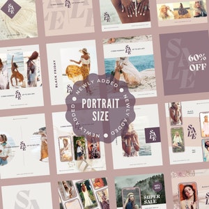 Instagram Template Canva Post Story Portrait - Elegant Minimum Boho Sales Promotion Social Media IG Pack