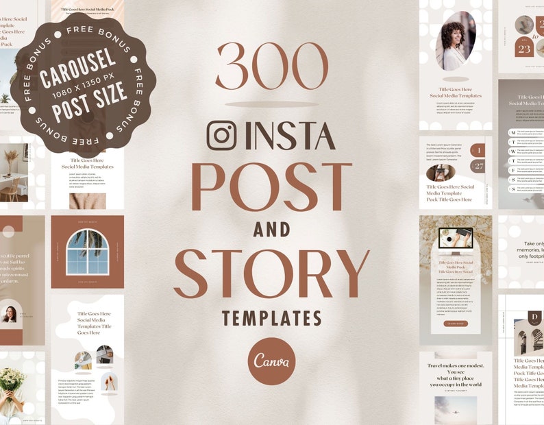 Instagram Template Canva Post Story Shadow - Reel Cover Pinterest Animated Social Media Pack - Quotes, Notification, CTA