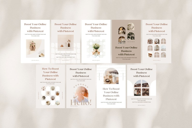 Pinterest Templates Canva Shadow - Customizable Clean Minimum Social Media Contents Marketing Design Pack