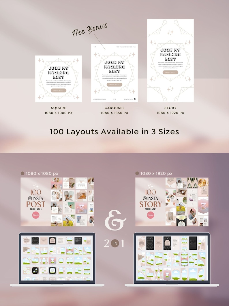 Instagram Template Canva Post Story Shine - Reel Shorts Carousel Animated Social Media Pack - Quotes, Notification, CTA