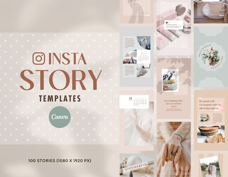 Instagram Template Canva Story Dot - Social Media Pinterest Branding Animated Creator Pack - Quotes, Notification, CTA