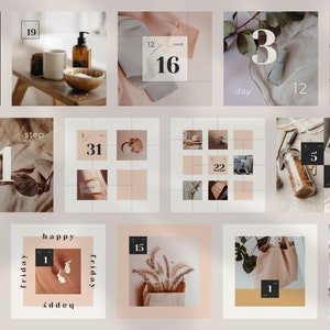 Instagram Template Canva Post Calendar - Minimum Carousel Social Media Branding Pack - Countdown Journal Diary