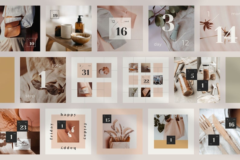 Instagram Template Canva Post Calendar - Minimum Carousel Social Media Branding Pack - Countdown Journal Diary