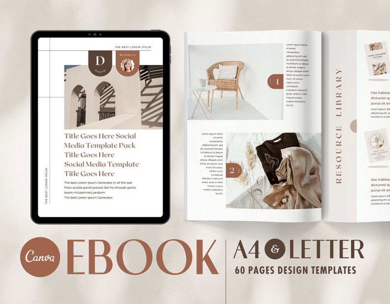 eBook Template Canva Shadow - A4 US Letter Magazine Design Cover Lead magnet Coaching Pack