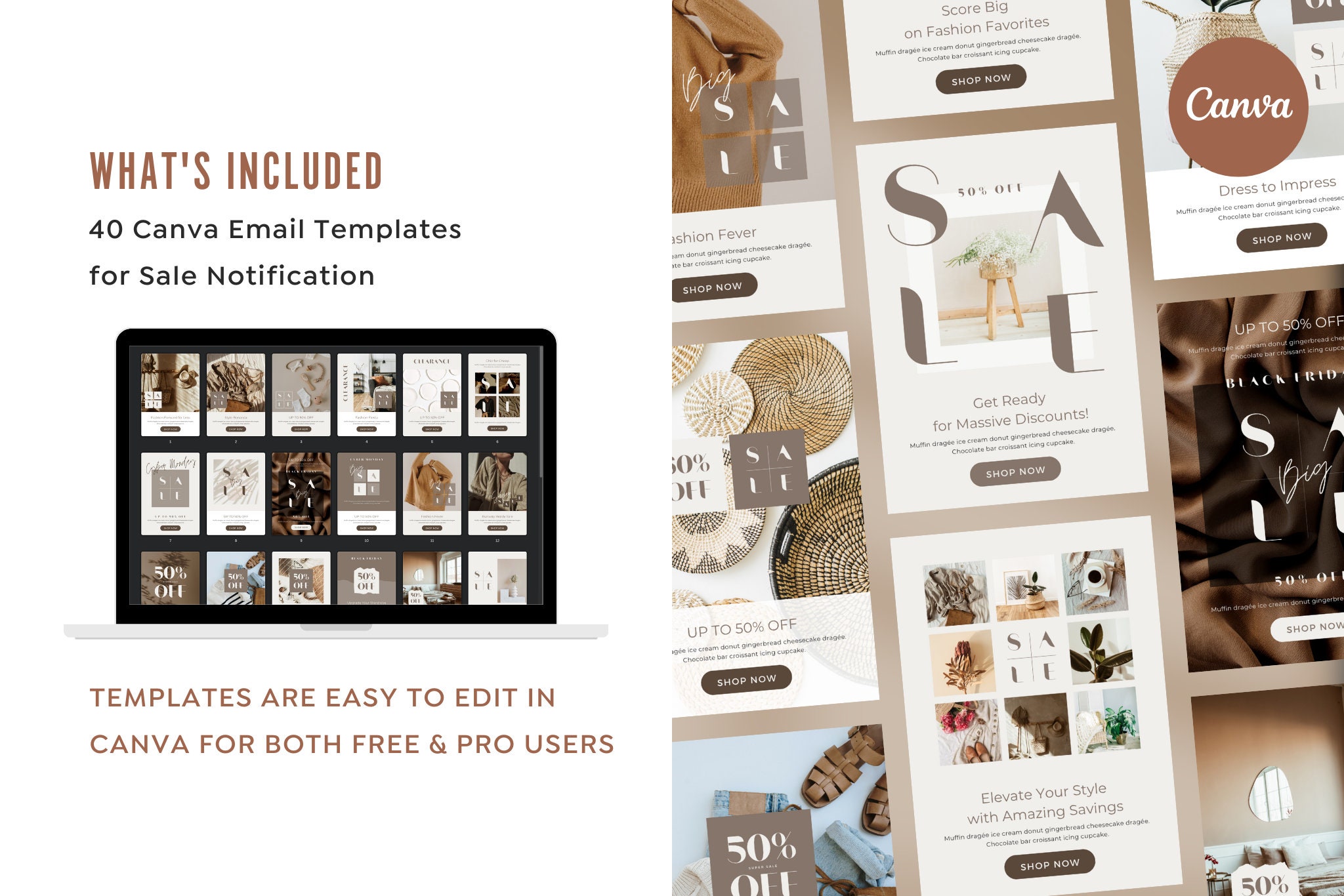 250+ premium email templates | easy to edit in canva... Canva Editable Email Templates Mocha | Email Marketing | Product ...