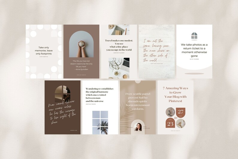 Pinterest Templates Canva Shadow - Customizable Clean Minimum Social Media Contents Marketing Design Pack