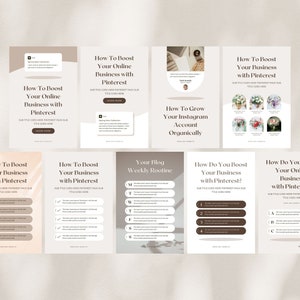 Pinterest Templates Canva Shadow - Customizable Clean Minimum Social Media Contents Marketing Design Pack