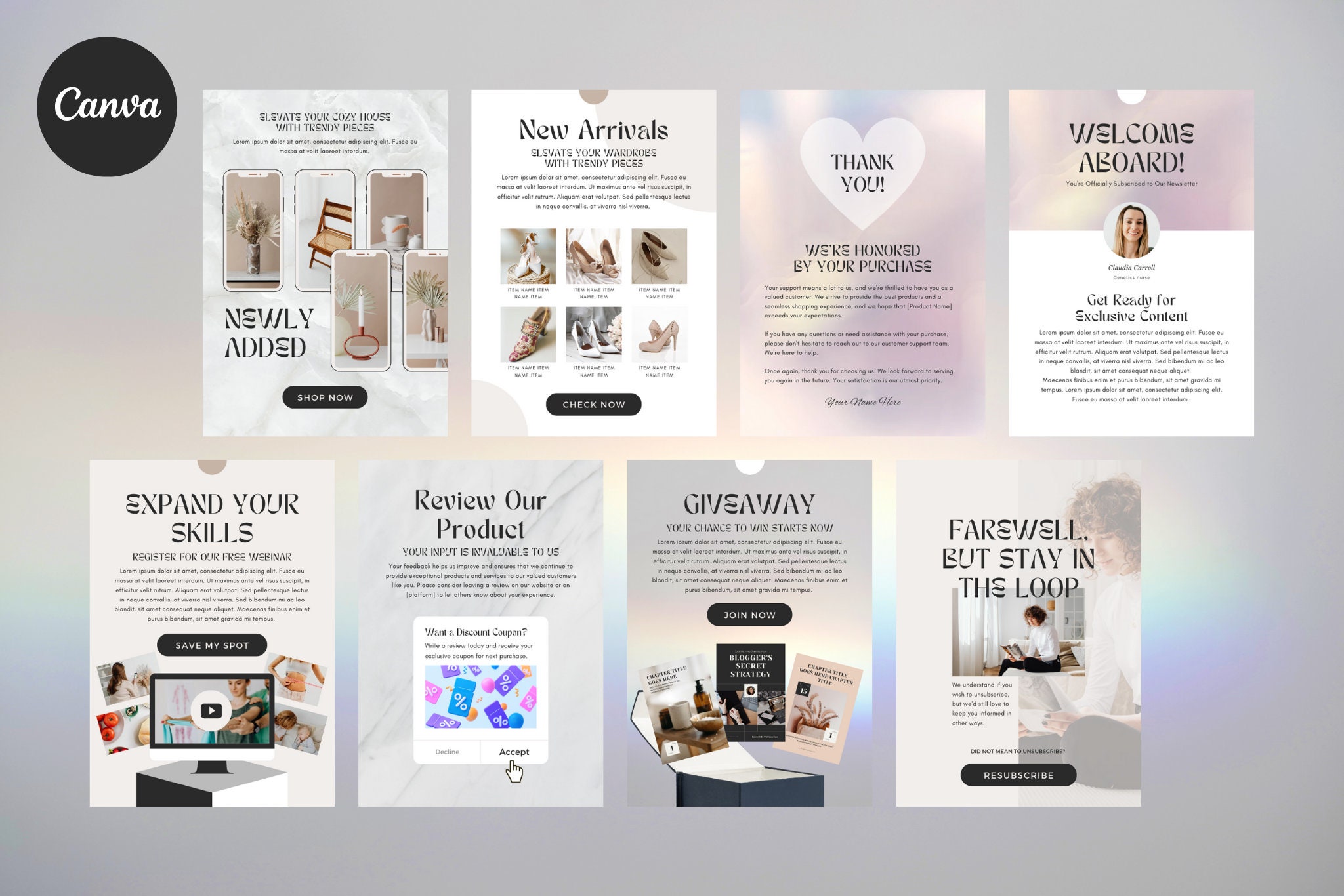 maily: stylish email template for premium... Luxe Email Templates: Canva Editable Marketing Designs (digital ...