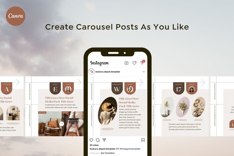 Instagram Template Canva Carousel Post Shadow B - Clean Minimum Animated IG Social Media Pack Copy