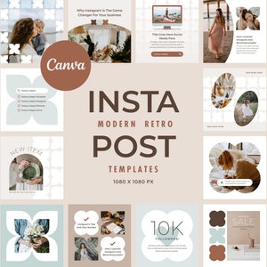 Instagram Template Canva Post Mint - Clean Minimum Animated Modern Retro Social Media Pack