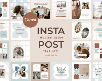 Instagram Template Canva Post Mint - Clean Minimum Animated Modern Retro Social Media Pack