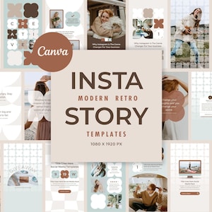 Mint Retro Instagram Story Templates: Animated Canva Social Media Pack
