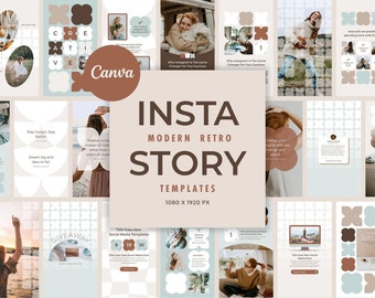 Instagram Template Canva Story Mint - Modern Retro Social Media Branding Animated Pack - Quotes, Notification, CTA