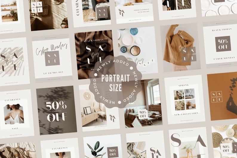 Instagram Template Canva - Elegant Minimum Sales Promotion Organic Post Story Carousel Creator Retail, Boutique, Blogger