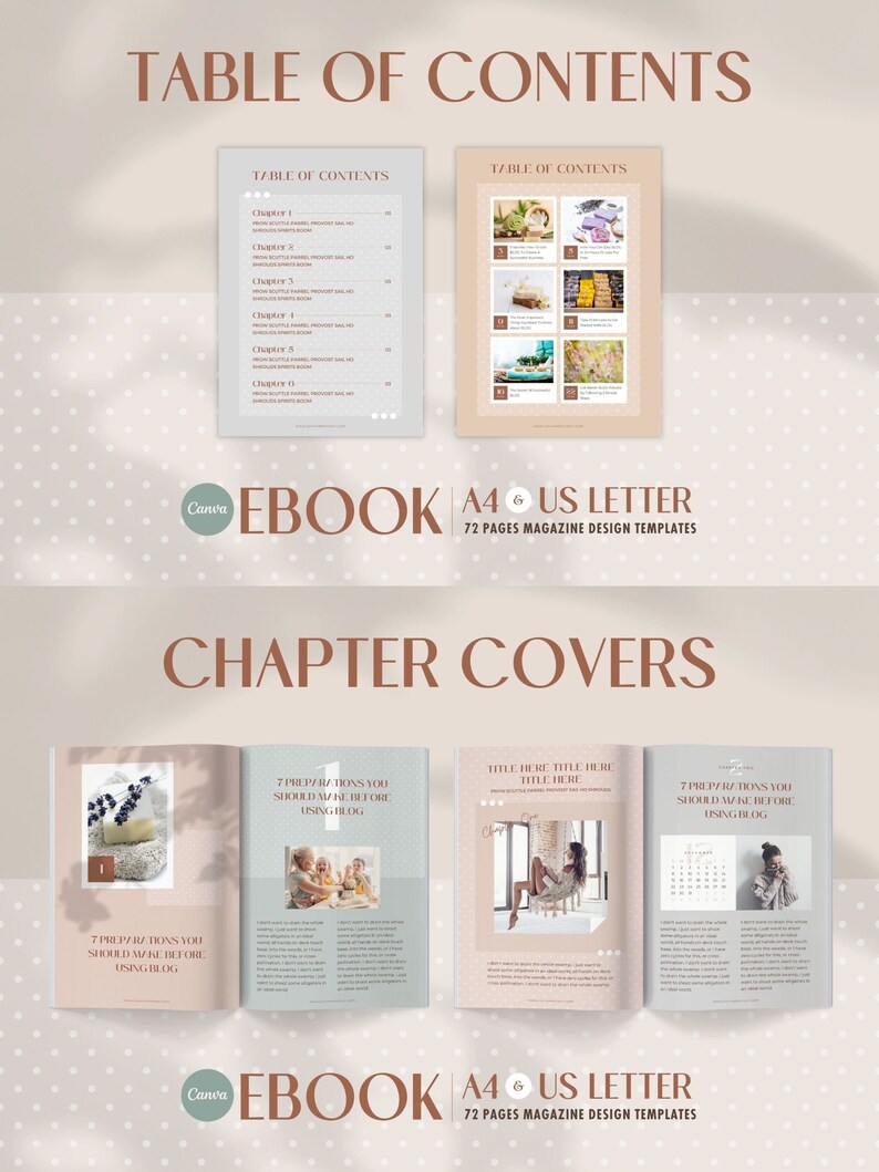 eBook Template Canva Polka Dot - A4 US Letter Magazine Design Cover Lead magnet Coaching Pack