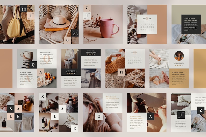 Instagram Template Canva Post Calendar - Minimum Carousel Social Media Branding Pack - Countdown Journal Diary