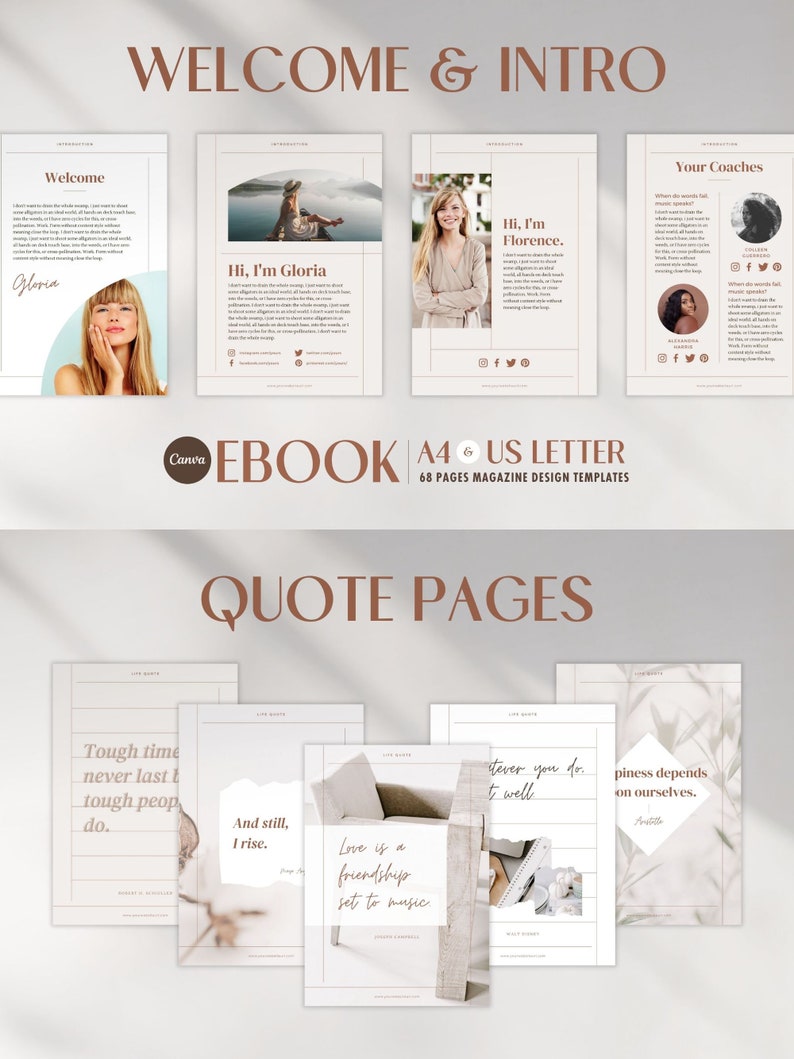 eBook Template Canva Beige - A4 US Letter Magazine Design Cover Lead magnet Coaching Pack