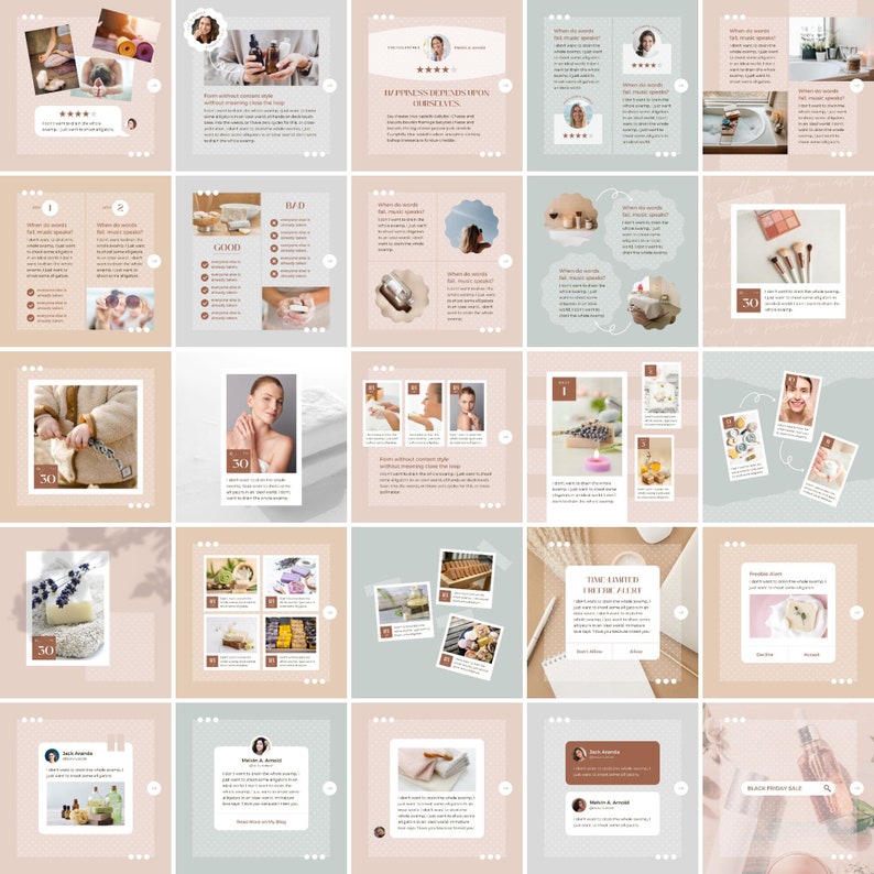 Instagram Template Canva Post Dot - Social Media Branding Carousel Creator Pack, Quotes, Notification, CTA