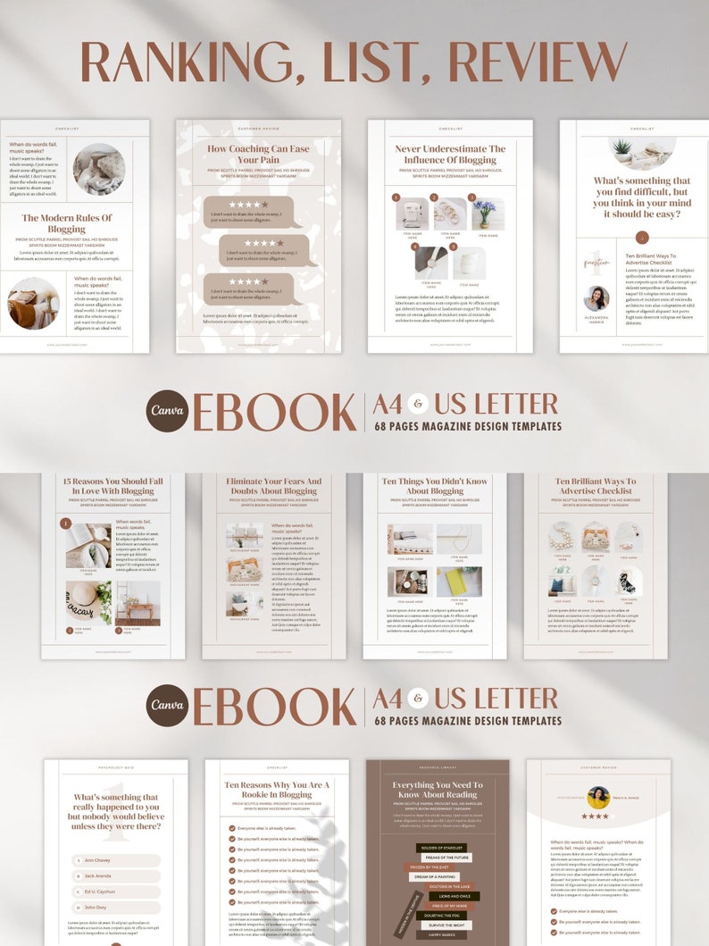 eBook Template Canva Beige - A4 US Letter Magazine Design Cover Lead magnet Coaching Pack