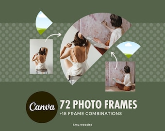 72 Circular Sector Photo Frames + 18 Combinations for Canva Design Elements