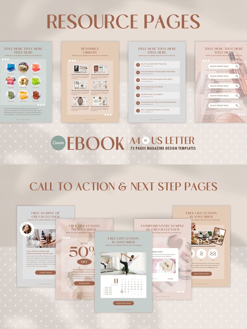 eBook Template Canva Polka Dot - A4 US Letter Magazine Design Cover Lead magnet Coaching Pack