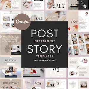 300 Instagram Template Canva Post Story Luxe - Carousel Animiertes Social Media Cover Pack - Zitate, Benachrichtigung, CTA