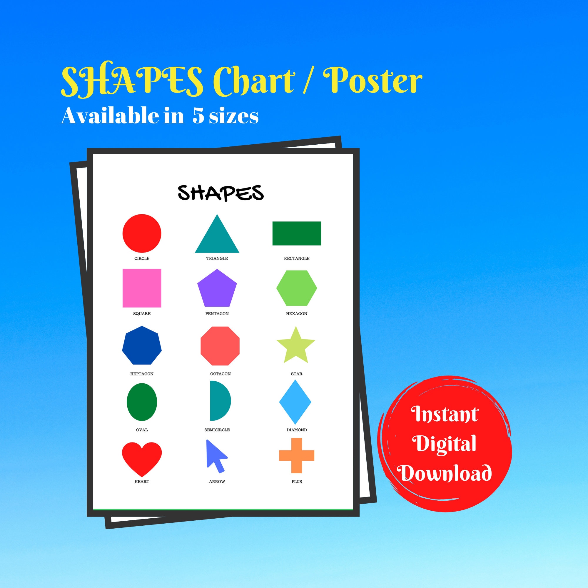Printable Shapes Poster Printable Shapes Chart A4 US | Etsy