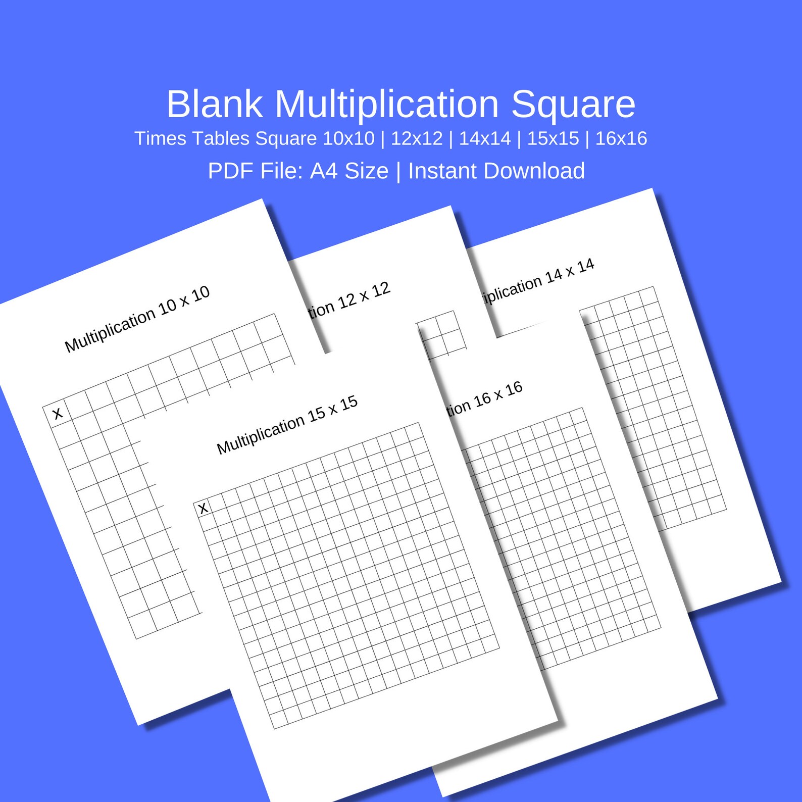 Printable Blank Multiplication Times Table Squares 10x10 Etsy