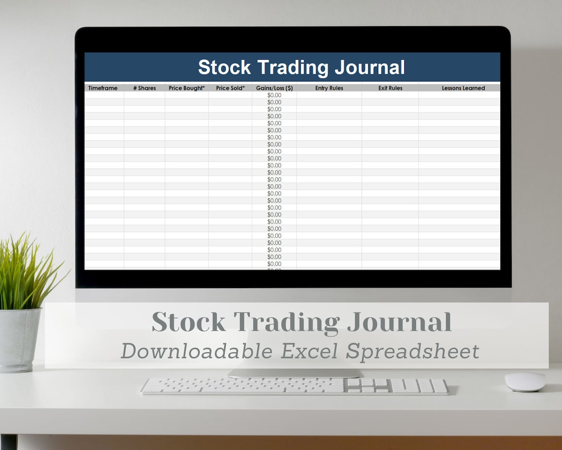 Stock Trading Journal Downloadable Excel Spreadsheet Etsy UK