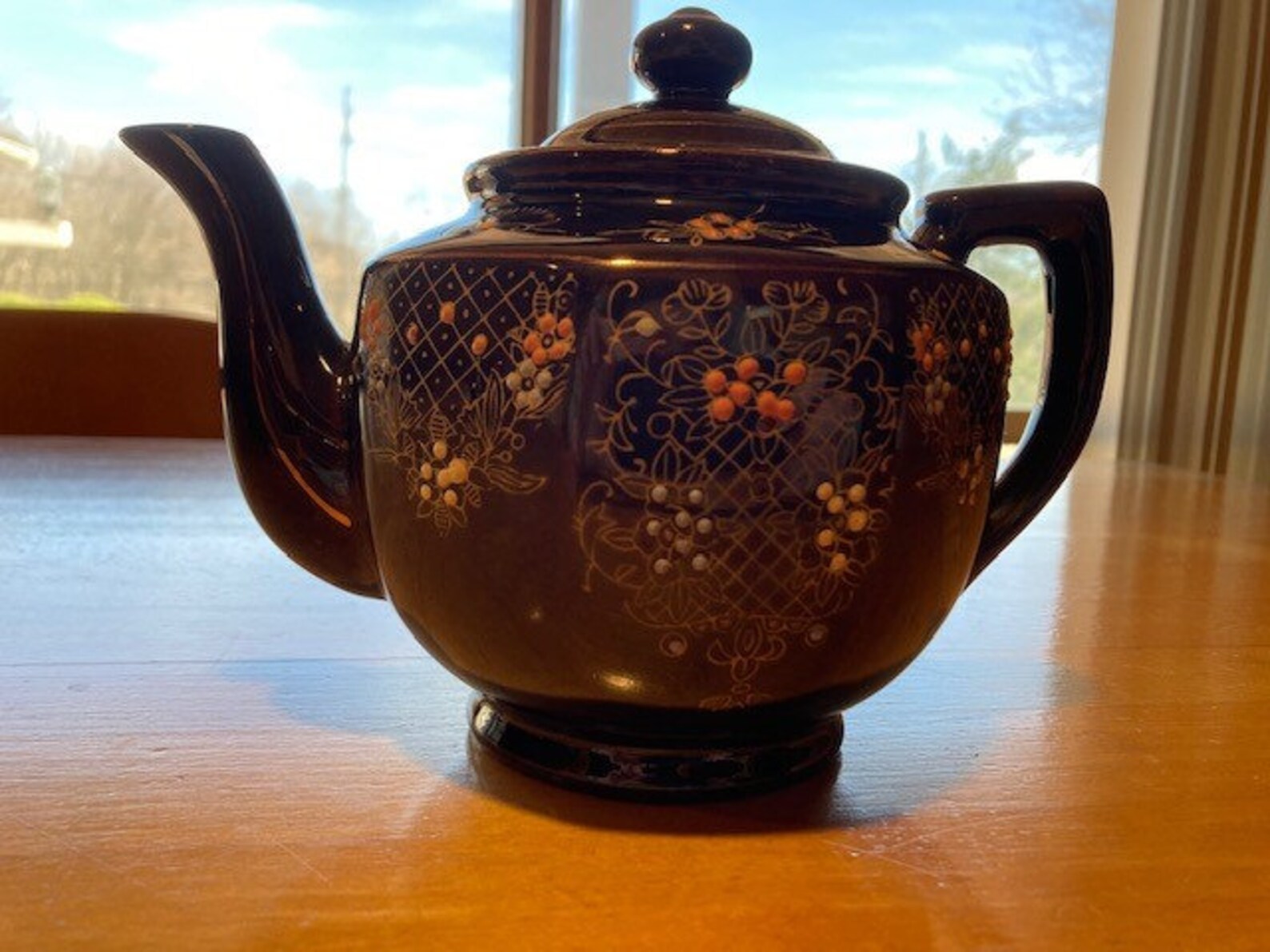 Vintage Brown Hand Painted Glaze Teapot Made in Japan Mid Etsy