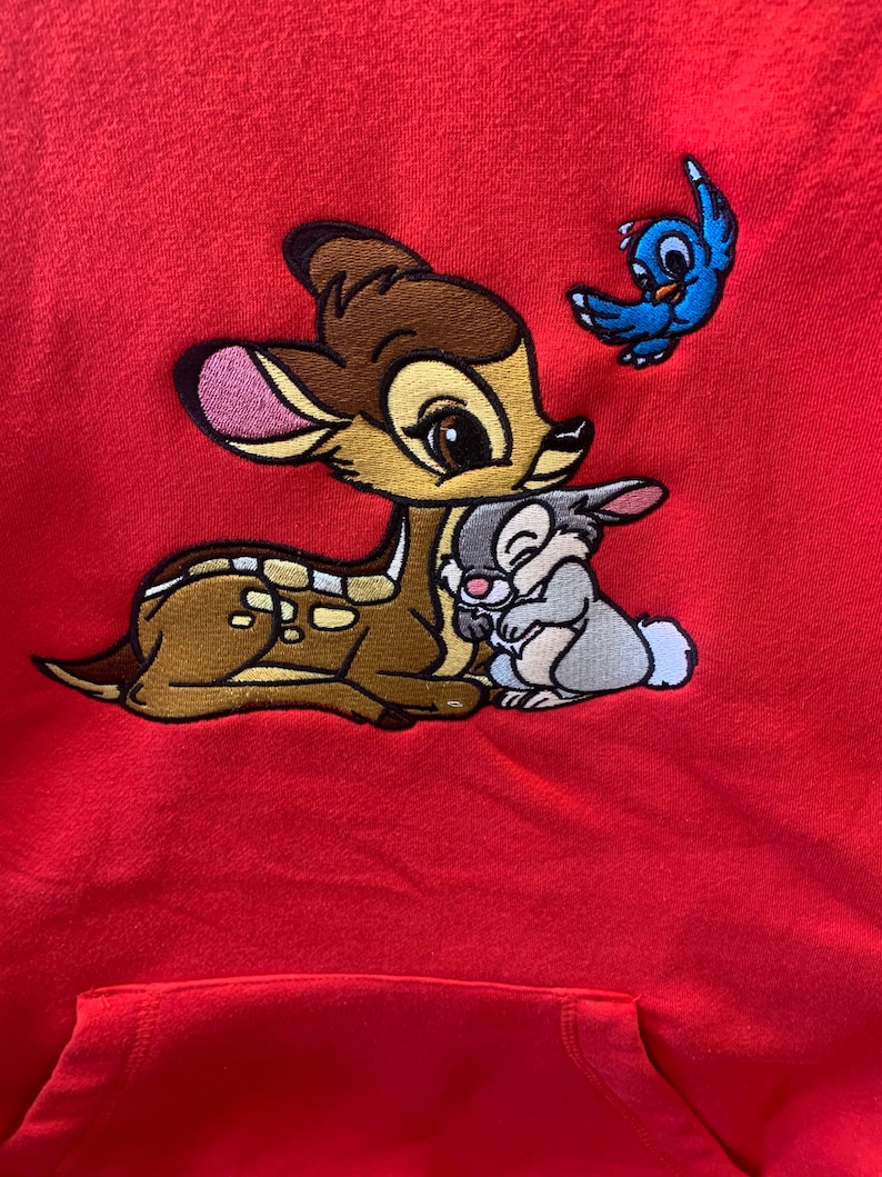 Bambi and Thumper embroidered hoodies Disney Bambi sweatshirts special gifts Mother\u2019s Day gift Embroidery Gifts Embroidered Casual