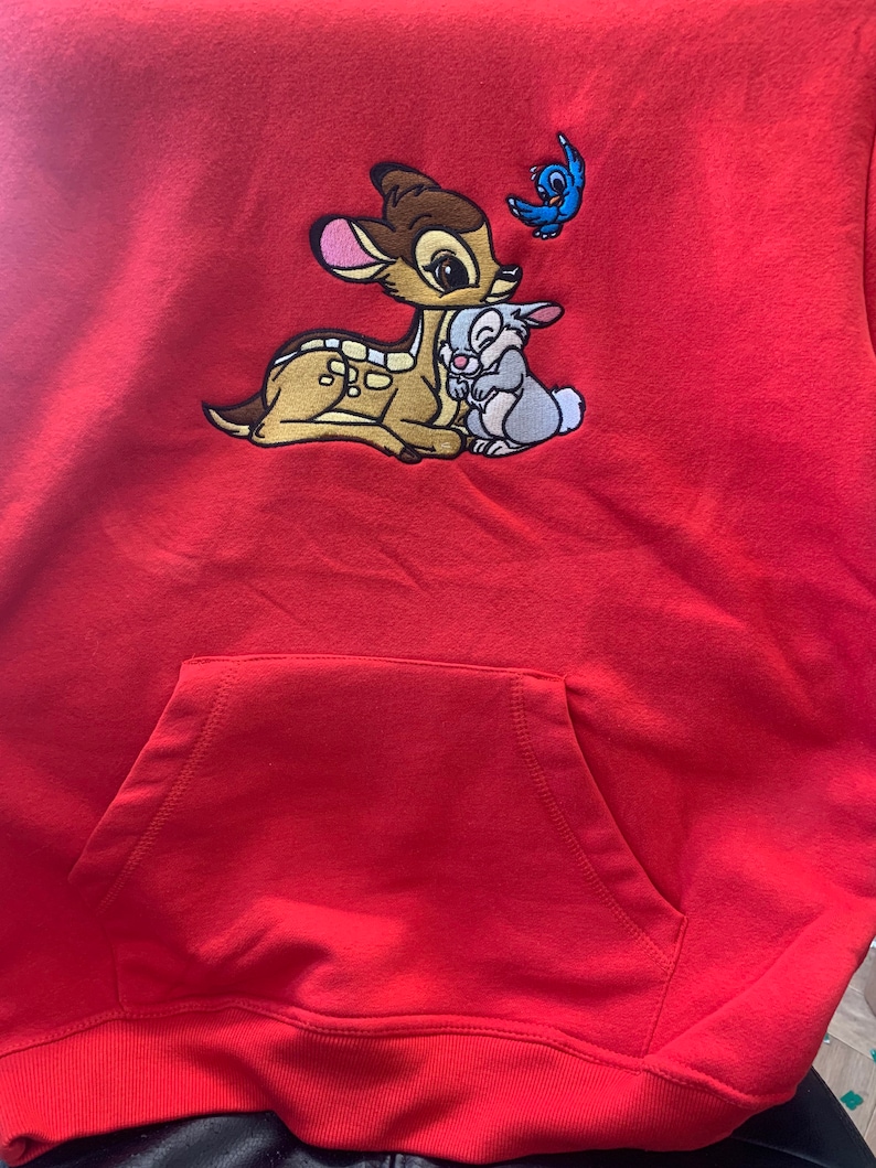 Bambi and Thumper embroidered hoodies Disney Bambi sweatshirts special gifts Mother\u2019s Day gift Embroidery Gifts Embroidered Casual