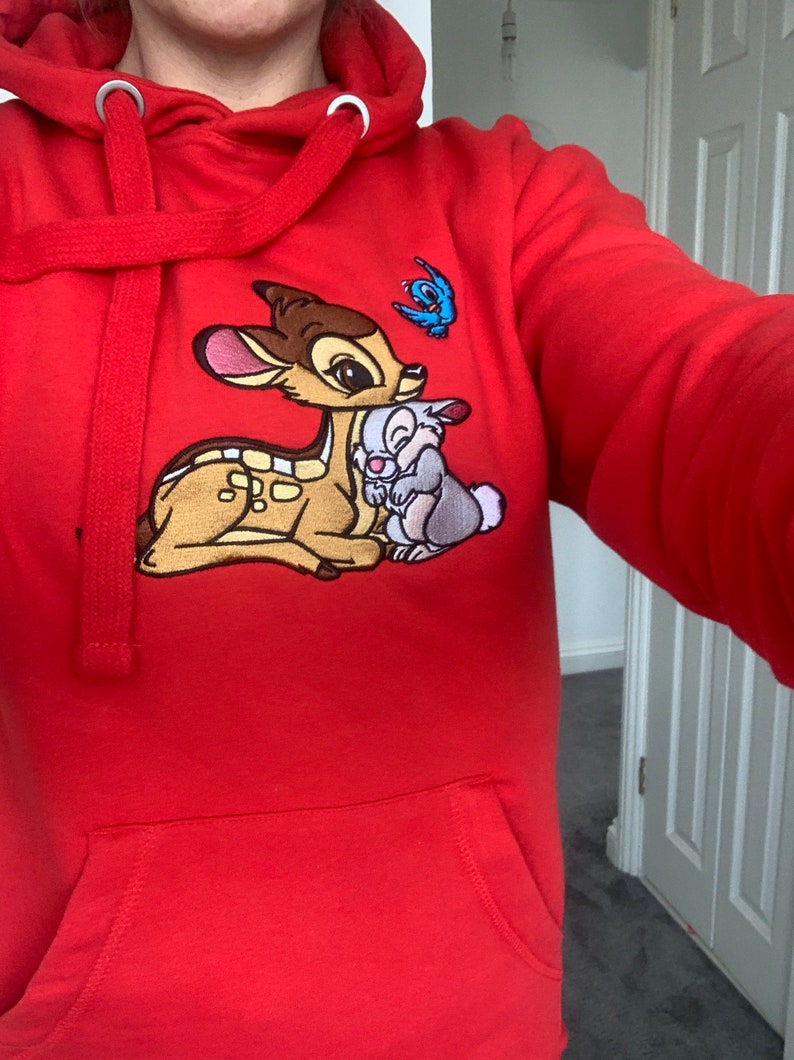 Bambi and Thumper embroidered hoodies Disney Bambi sweatshirts special gifts Mother\u2019s Day gift Embroidery Gifts Embroidered Casual