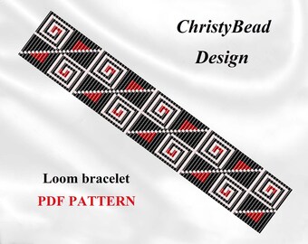 Patrón de pulsera de cuentas cuadradas en telar: Diseño geométrico (Patrón en PDF)